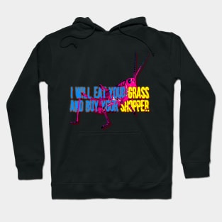 grasshopper popart colorful insect with text Hoodie